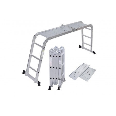 Алуминиева мултифункционална стълба Smart Storage, 4x4, 470 см, 150 кг, с платформа